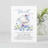 赤ちゃんシャワーかわいい象男女兼用の花 招待状 (スタンド正面)