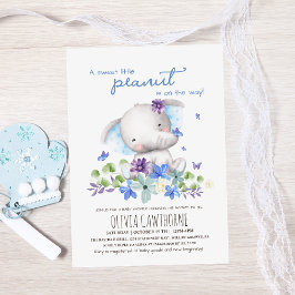 赤ちゃんシャワーかわいい象男女兼用の花 招待状