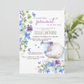 赤ちゃんシャワーかわいい象男女兼用の花 招待状 (スタンド正面)