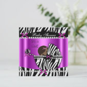 赤ちゃんシャワーかわいい赤ちゃんガールピンクゼブラ 招待状 (スタンド正面)