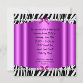 赤ちゃんシャワーかわいい赤ちゃんガールピンクゼブラ 招待状 (裏面)