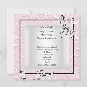 赤ちゃんシャワーかわいい赤ちゃん女の子ピンクの花レースC 招待状 (裏面)