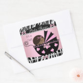 赤ちゃんシャワーかわいい赤ちゃん女の子ピンクゼブラプリント スクエアシール (封筒)