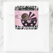 赤ちゃんシャワーかわいい赤ちゃん女の子ピンクゼブラプリント スクエアシール (バッグ)