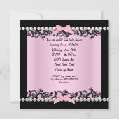 赤ちゃんシャワーかわいい赤ちゃん女の子ピンクゼブラレース 招待状 (裏面)