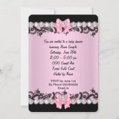 赤ちゃんシャワーかわいい赤ちゃん女の子ピンクゼブラ真珠 招待状 (裏面)