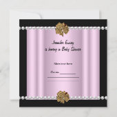 赤ちゃんシャワーかわいい赤ちゃん女の子ピンクヒョウ弓 招待状 (裏面)