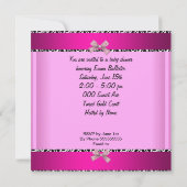 赤ちゃんシャワーかわいい赤ちゃん女の子ピンク牛プリント 招待状 (裏面)