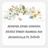 赤ちゃんシャワーかわいらしフローラアドレス スクエアシール (正面)