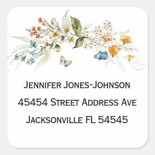 赤ちゃんシャワーかわいらしフローラアドレス スクエアシール (正面)