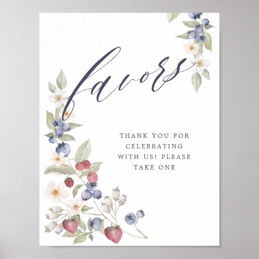 赤ちゃんシャワーがワイルドベリーと花を好む ポスター (正面)