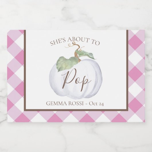 赤ちゃんシャワーきらめくミニワインラベル白かぼちゃ スパークリングワインラベル (シングルラベル)