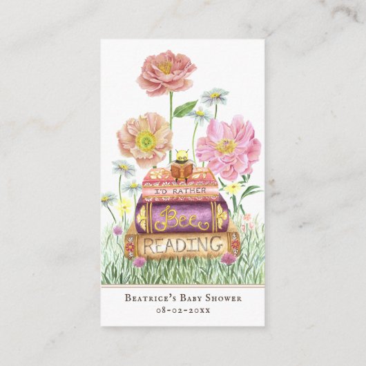 赤ちゃんシャワーしおり用開花ブックのベビー エンクロージャーカード (裏面)