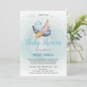 赤ちゃんシャワーでドライブするディノ飛行機 招待状 (スタンド正面)