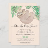 赤ちゃんシャワーでドライブする可愛いナマケモノ 招待状 (正面/裏面)