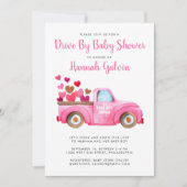 赤ちゃんシャワーでドライブハートと愛のトラック 招待状 (正面)