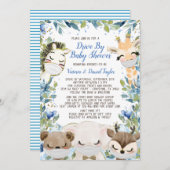 赤ちゃんシャワーでマスクを付けた男の子の動物 招待状 (正面/裏面)