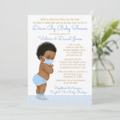 赤ちゃんシャワーでマスクを駆動するアフロヘアボーイ 招待状 (スタンド正面)