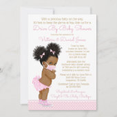 赤ちゃんシャワーでマスクを駆動するアフロ髪の赤ちゃん女の子 招待状 (正面)