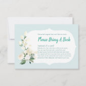 赤ちゃんシャワーで本を青とバラ 招待状 (正面)