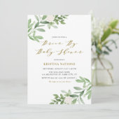 赤ちゃんシャワーで緑と白の花をドライブ 招待状 (スタンド正面)