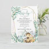 赤ちゃんシャワーで緑の森の動物 招待状 (スタンド正面)