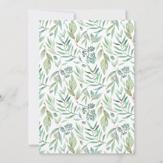 赤ちゃんシャワーで緑の森の動物 招待状 (裏面)