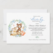 赤ちゃんシャワーで緑の森の動物 招待状 (正面)