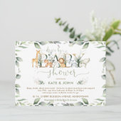 赤ちゃんシャワーで緑豊かなシックなジャングル動物 招待状 (スタンド正面)