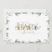 赤ちゃんシャワーで緑豊かなシックなジャングル動物 招待状 (裏面)