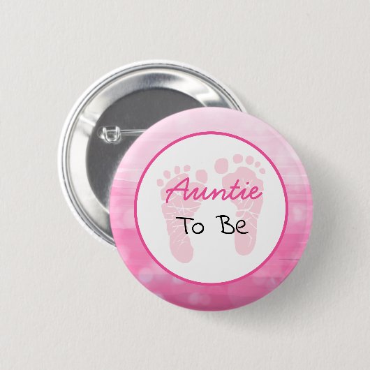 赤ちゃんシャワーになるピンクのおばさん 缶バッジ (正面&裏面)