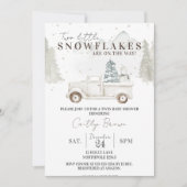 赤ちゃんシャワーに2つの小さな雪の結晶 招待状 (正面)