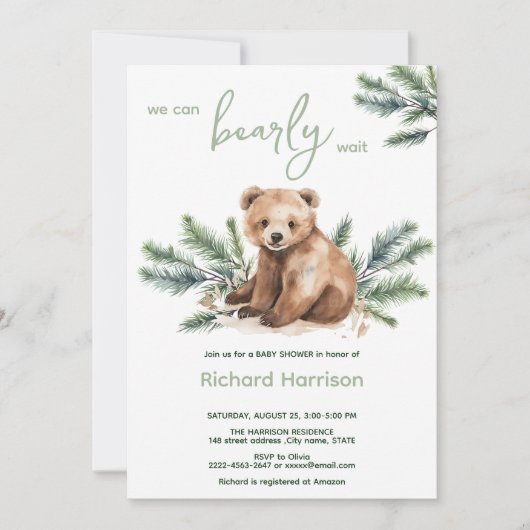 赤ちゃんシャワーのご招待を心よりお待ちしております 招待状 (正面)