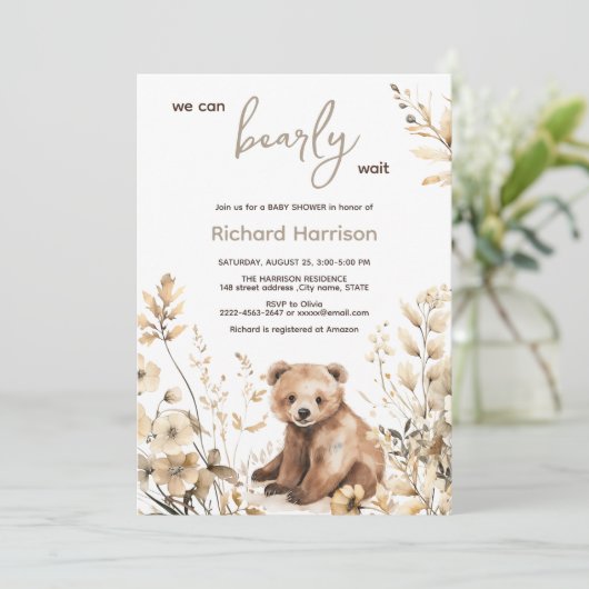 赤ちゃんシャワーのご招待を心よりお待ちしております 招待状 (スタンド正面)