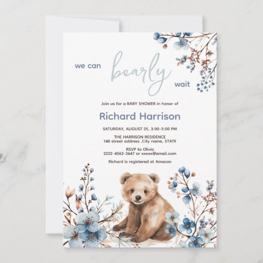 赤ちゃんシャワーのご招待を心よりお待ちしております 招待状 (正面)