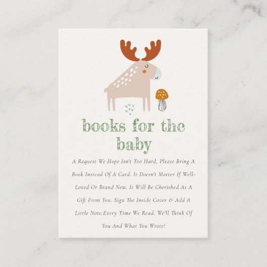 赤ちゃんシャワーのためのシックなワイルドウッドランド動物の本 エンクロージャーカード (正面)