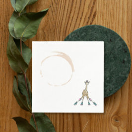 赤ちゃんシャワーのためのスケートのキリン スタンダードカクテルナプキン