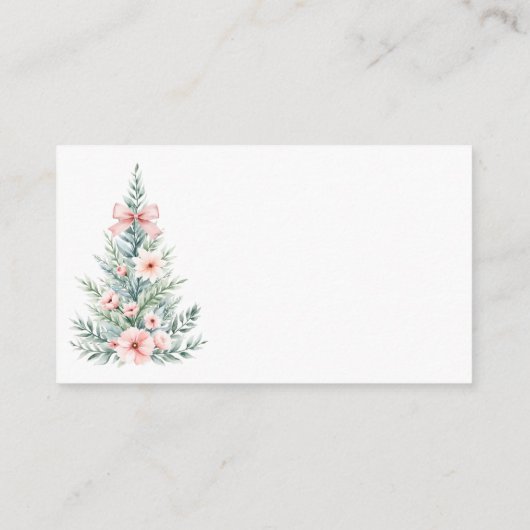 赤ちゃんシャワーのためのピンクの女の子クリスマスツリーの本 エンクロージャーカード (裏面)