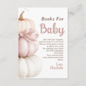 赤ちゃんシャワーのためのピンクボウ小さなかぼちゃの女の子の本 エンクロージャーカード (正面)