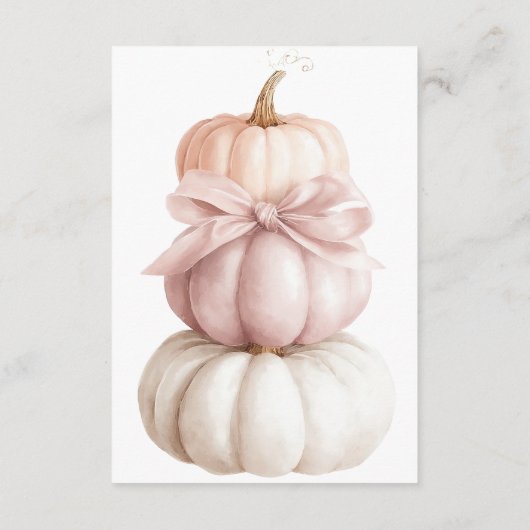赤ちゃんシャワーのためのピンクボウ小さなかぼちゃの女の子の本 エンクロージャーカード (裏面)