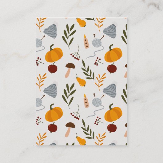 赤ちゃんシャワーのための暖かい居心地の良い秋の必読書 エンクロージャーカード (裏面)