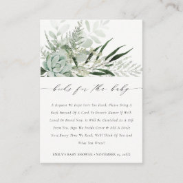赤ちゃんシャワーのための緑の葉の多いシダの本 エンクロージャーカード