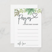 赤ちゃんシャワーのウィッシュカードグリーン多肉類の祈りの言葉 エンクロージャーカード (正面/裏面)