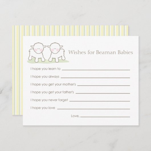 赤ちゃんシャワーのウィッシュカード – ツインリトルランプ アドバイスカード (正面/裏面)