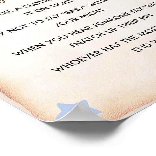 赤ちゃんシャワーのゲームはベビーのサインブルーと言わない ポスター (角)