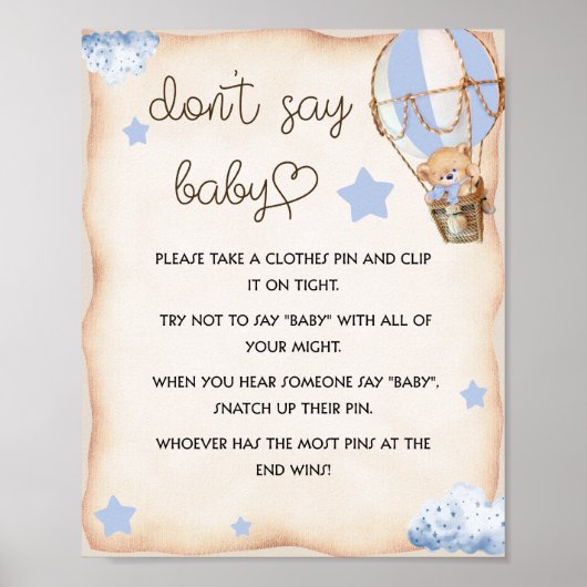 赤ちゃんシャワーのゲームはベビーのサインブルーと言わない ポスター (正面)