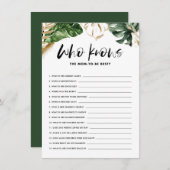 赤ちゃんシャワーのゲームを母最高のに知っている熱帯 エンクロージャーカード (正面/裏面)