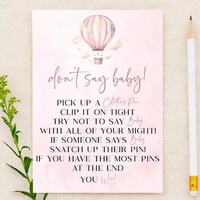 赤ちゃんシャワーのゲームを言わないピンクの熱気球 (クリエイターアップロード済み)