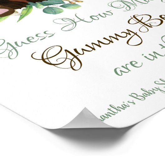 赤ちゃんシャワーのサイン瓶の中にグミベアの数 ポスター (角)