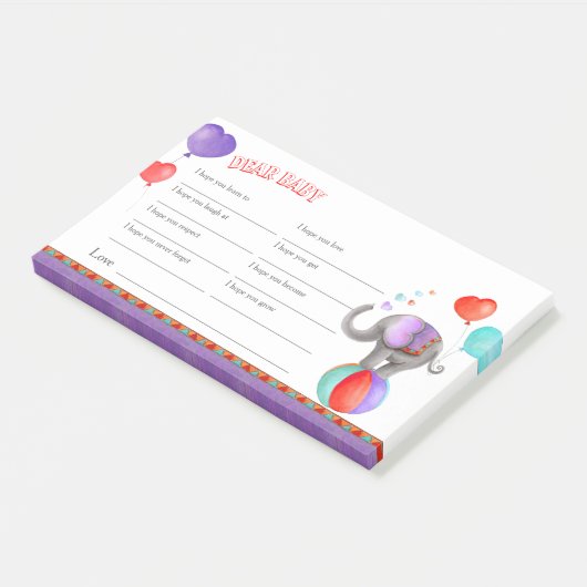 赤ちゃんシャワーのサーカスの願いをノートに投稿 ポストイット (アングル)